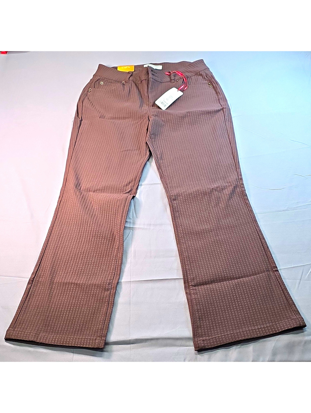NWT Sabrina Lauren New York  Brown Stretch Dress Pants Geometric Size 12